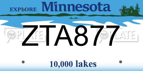 ZTA877 Minnesota License Plate