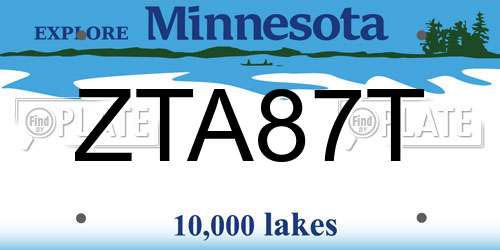 ZTA87T Minnesota License Plate