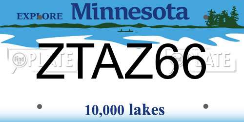 ZTAZ66 Minnesota License Plate