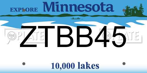 ZTBB45 Minnesota License Plate