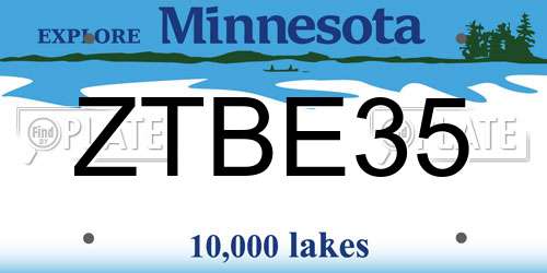 ZTBE35 Minnesota License Plate