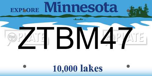 ZTBM47 Minnesota License Plate