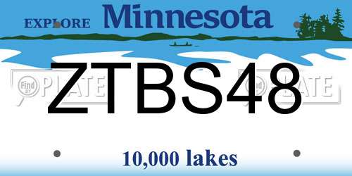 ZTBS48 Minnesota License Plate