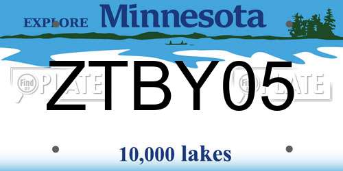 ZTBY05 Minnesota License Plate