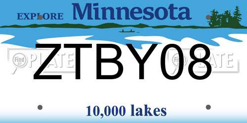 ZTBY08 Minnesota License Plate