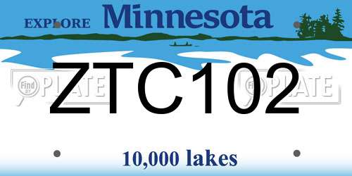 ZTC102 Minnesota License Plate