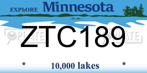 ZTC189 Minnesota License Plate