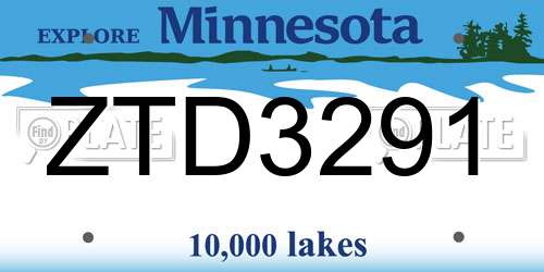 ZTD3291 Minnesota License Plate