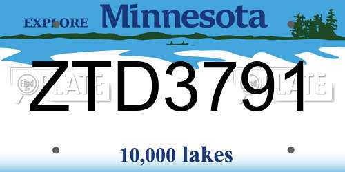 ZTD3791 Minnesota License Plate