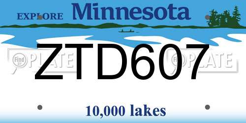 ZTD607 Minnesota License Plate
