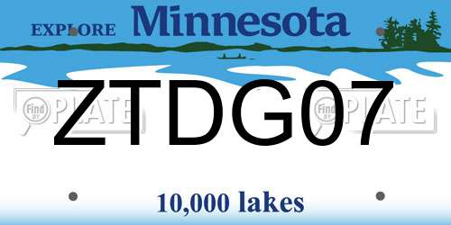 ZTDG07 Minnesota License Plate