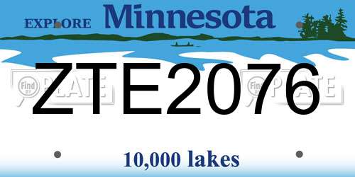 ZTE2076 Minnesota License Plate
