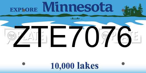 ZTE7076 Minnesota License Plate