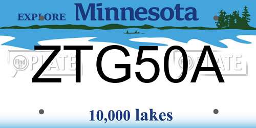 ZTG50A Minnesota License Plate