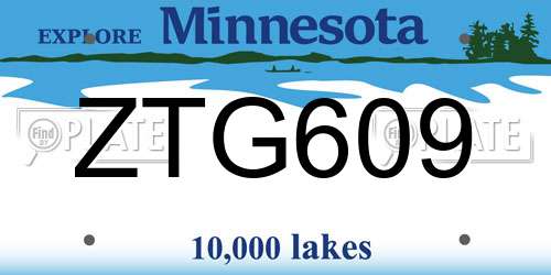 ZTG609 Minnesota License Plate