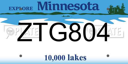 ZTG804 Minnesota License Plate