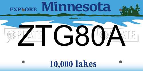 ZTG80A Minnesota License Plate