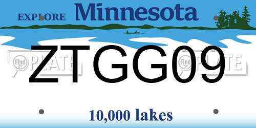 ZTGG09 Minnesota License Plate