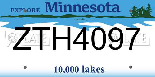 ZTH4097 Minnesota License Plate