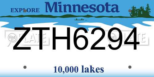 ZTH6294 Minnesota License Plate