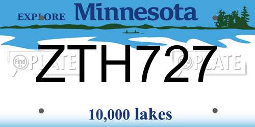 ZTH727 Minnesota License Plate