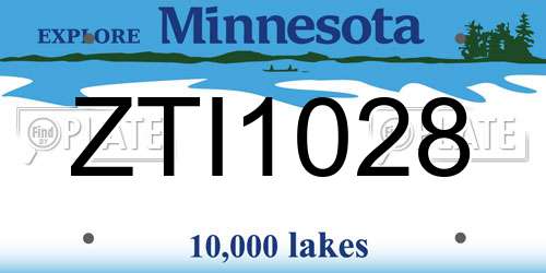 ZTI1028 Minnesota License Plate