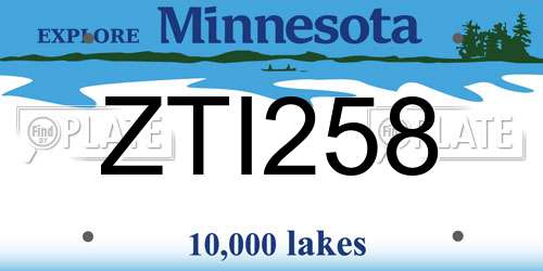 ZTI258 Minnesota License Plate