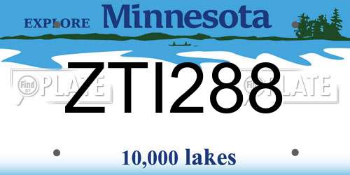 ZTI288 Minnesota License Plate