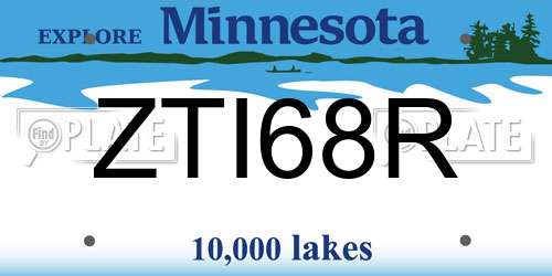ZTI68R Minnesota License Plate