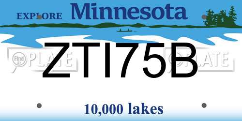 ZTI75B Minnesota License Plate
