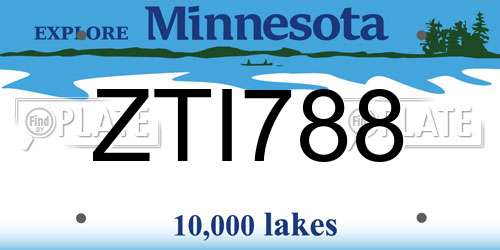 ZTI788 Minnesota License Plate