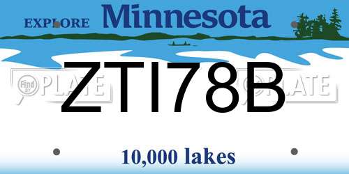 ZTI78B Minnesota License Plate
