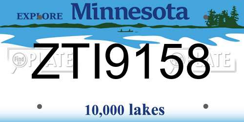 ZTI9158 Minnesota License Plate