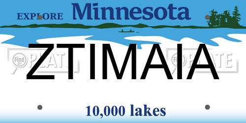 ZTIMAIA Minnesota License Plate