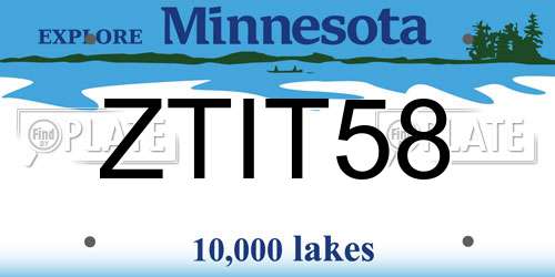 ZTIT58 Minnesota License Plate