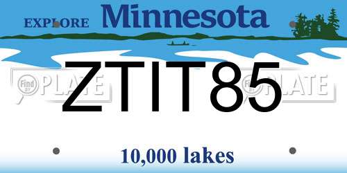 ZTIT85 Minnesota License Plate