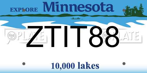 ZTIT88 Minnesota License Plate