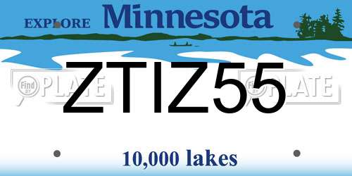 ZTIZ55 Minnesota License Plate