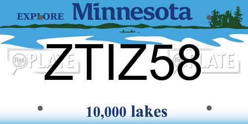 ZTIZ58 Minnesota License Plate
