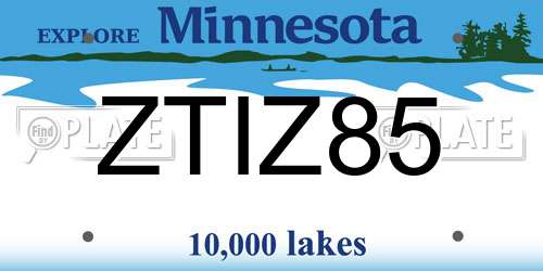 ZTIZ85 Minnesota License Plate