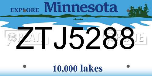 ZTJ5288 Minnesota License Plate