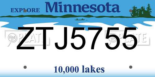 ZTJ5755 Minnesota License Plate