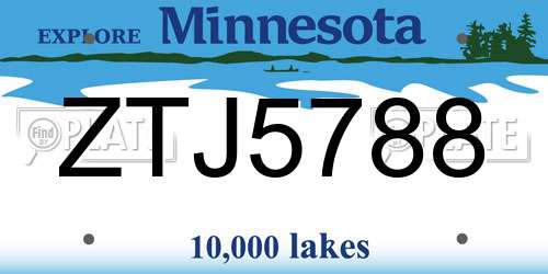 ZTJ5788 Minnesota License Plate