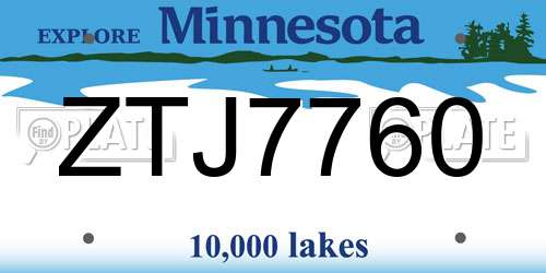 ZTJ7760 Minnesota License Plate