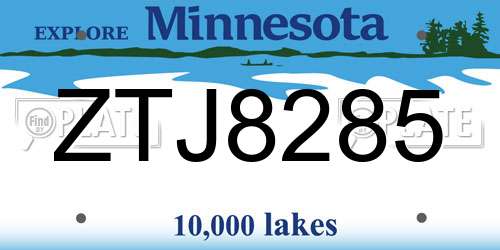 ZTJ8285 Minnesota License Plate