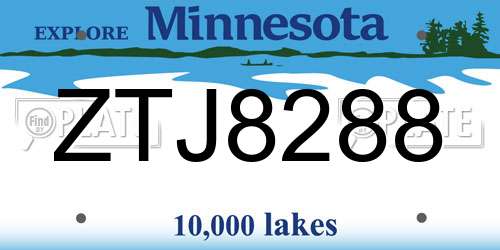 ZTJ8288 Minnesota License Plate