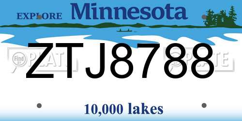 ZTJ8788 Minnesota License Plate