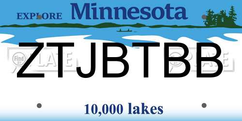ZTJBTBB Minnesota License Plate