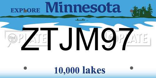 ZTJM97 Minnesota License Plate