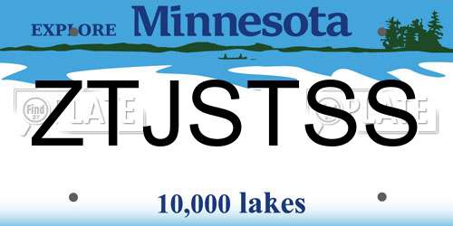 ZTJSTSS Minnesota License Plate